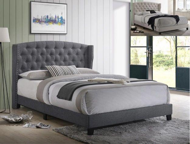 Rosemary Grey Linen Platform Bed