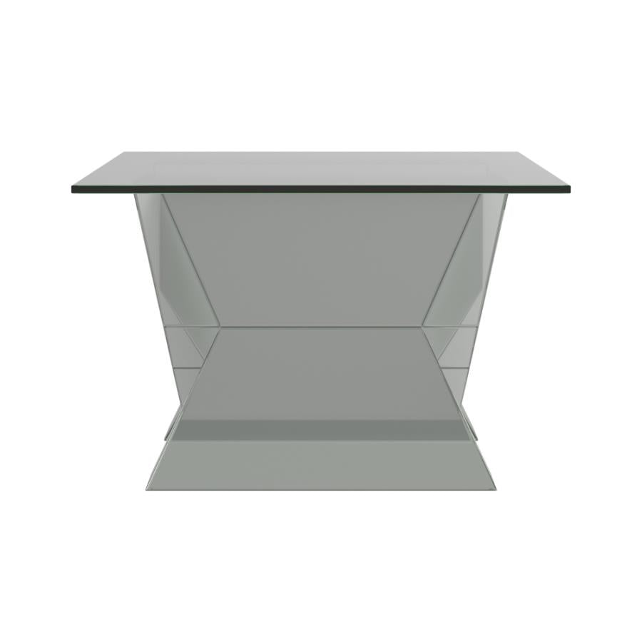 Caldwell V-shaped Coffee Table with Glass Top Silver