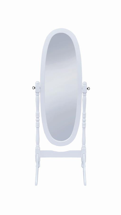White Oval Cheval Mirror