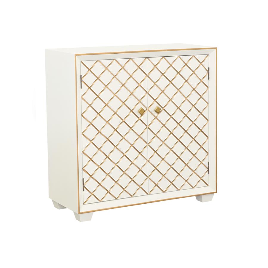 Belinda 2-door Accent Cabinet White and Gold