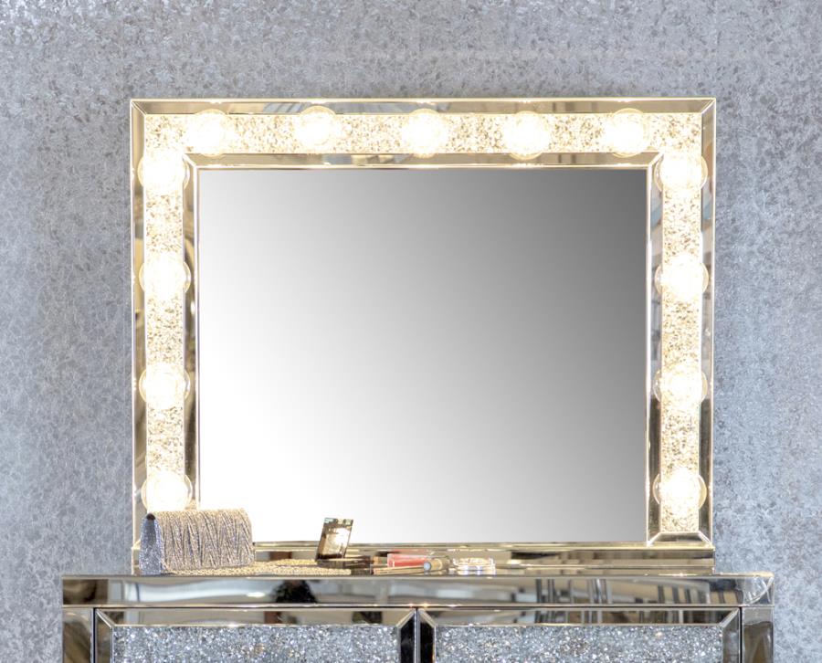 Rectangular Table Mirror with Lighting Silver