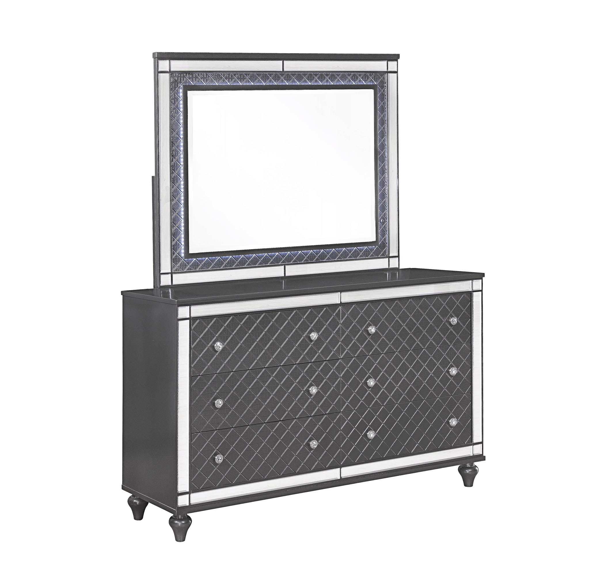 Refino Dark Gray LED Bedroom Set Collection