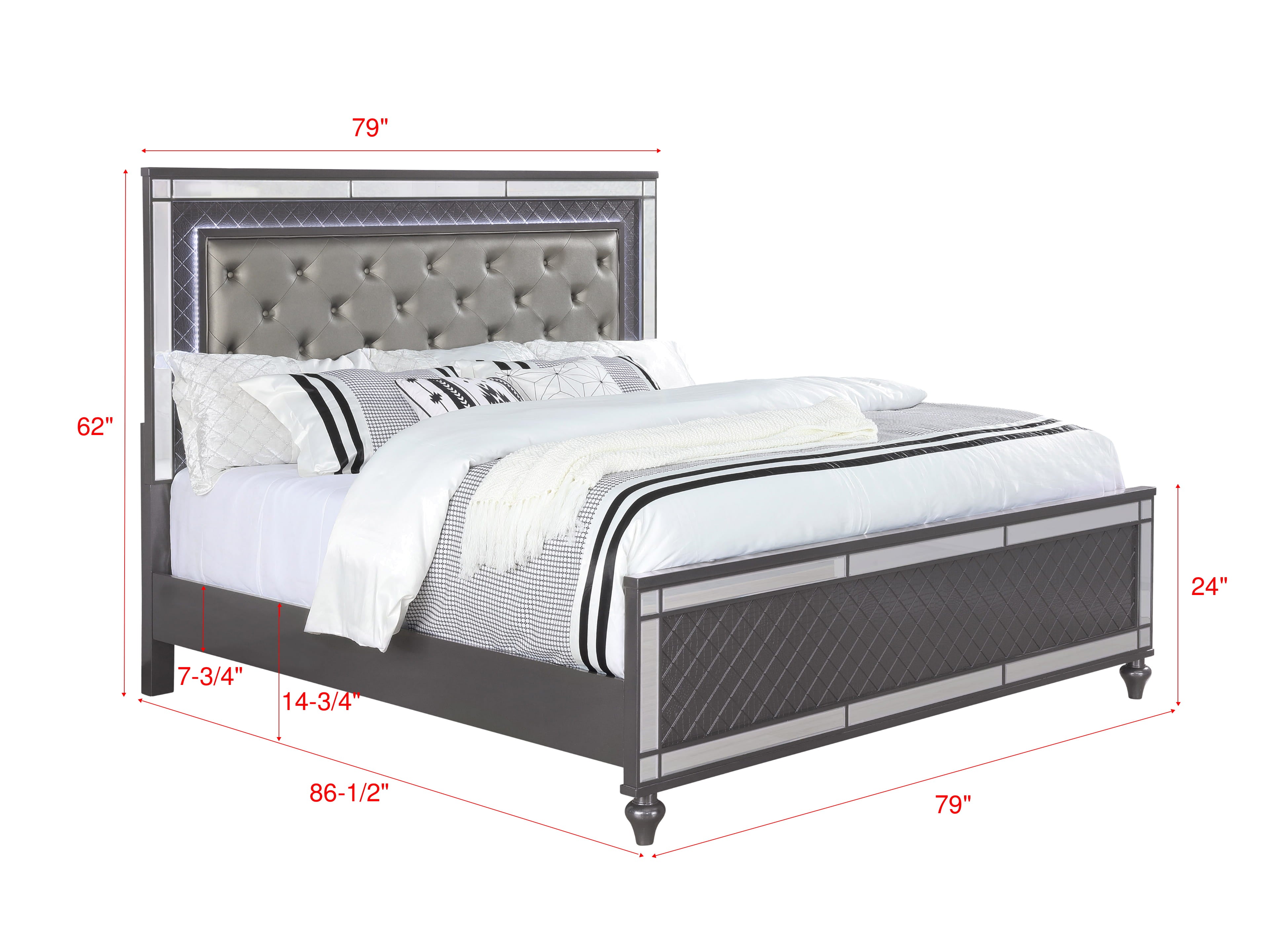 Refino Dark Gray LED Bedroom Set Collection