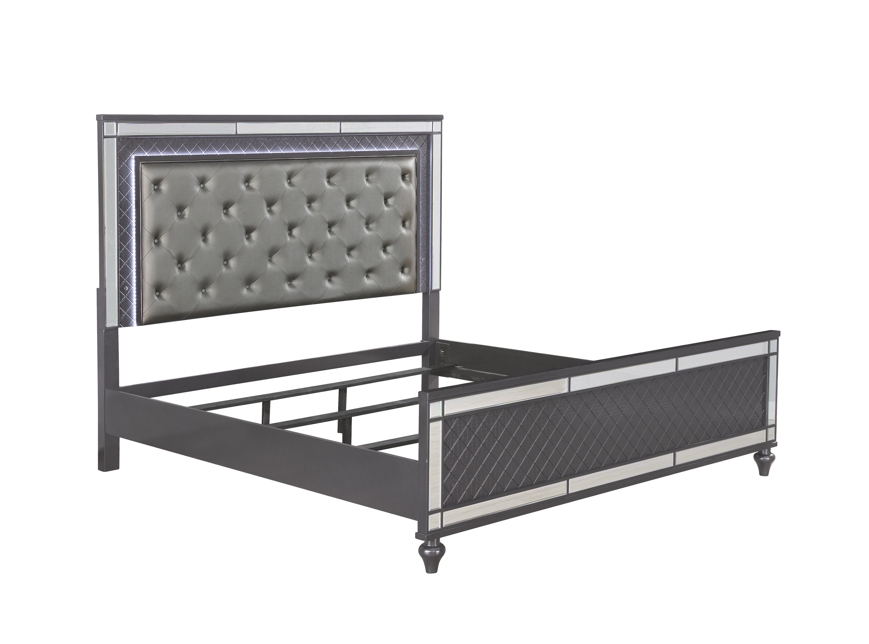 Refino Dark Gray LED Bedroom Set Collection