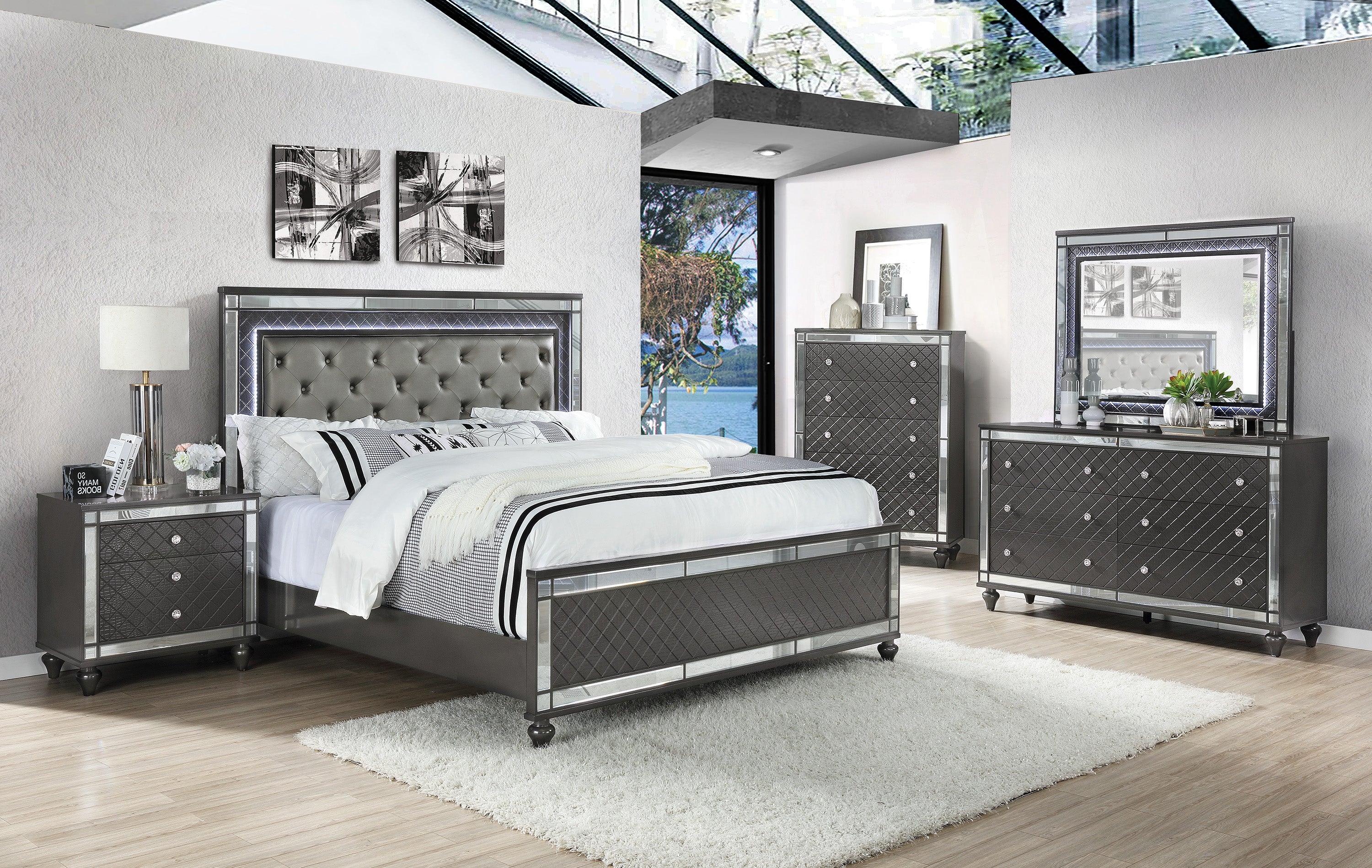 Refino Dark Gray LED Bedroom Chest