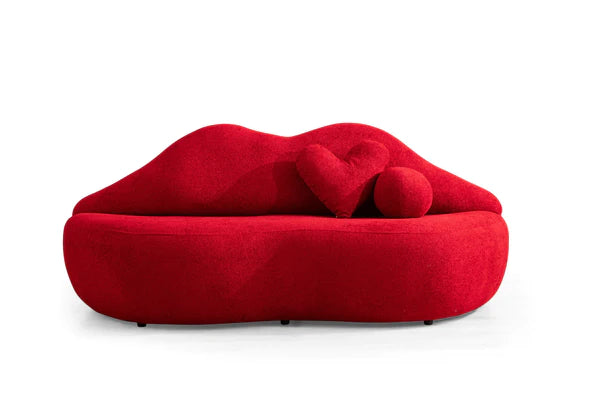 Lips Red Boucle Loveseat
