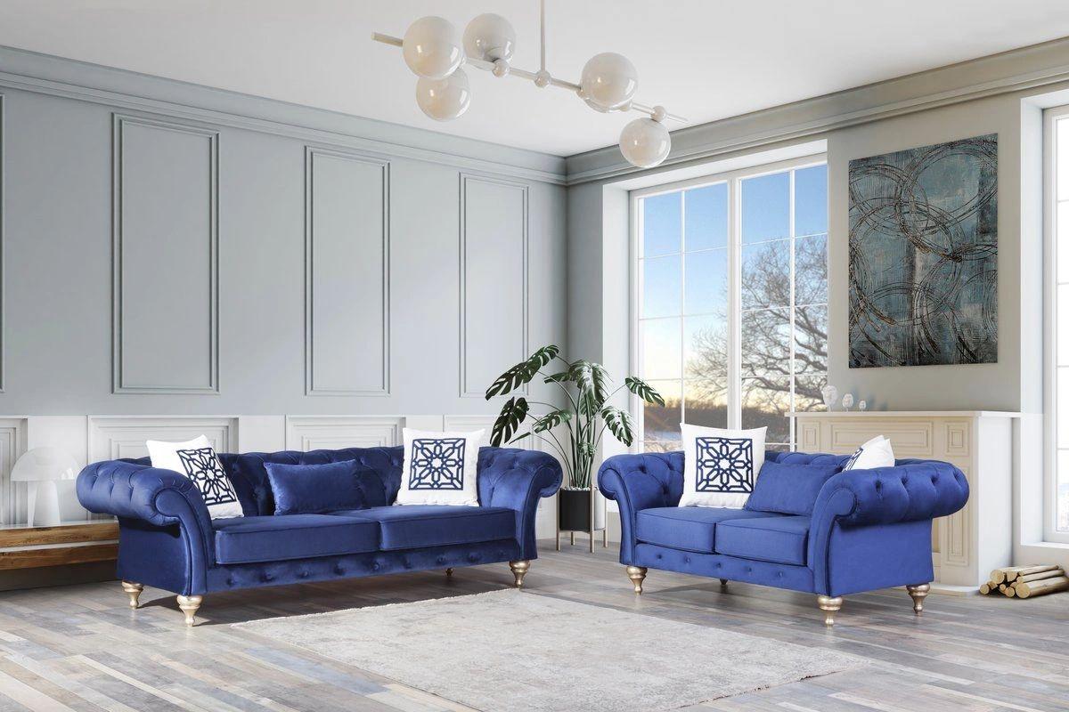 Loretta Blue Velvet Loveseat