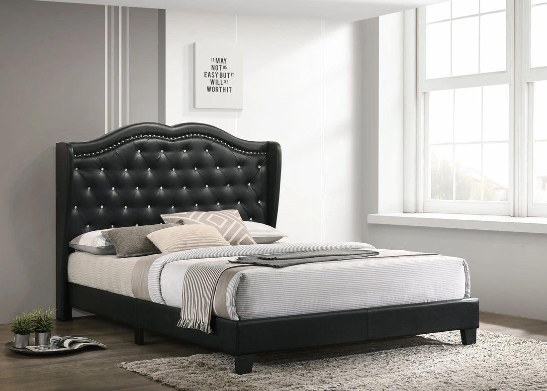 Paradise2 Black Leather Platform Bed