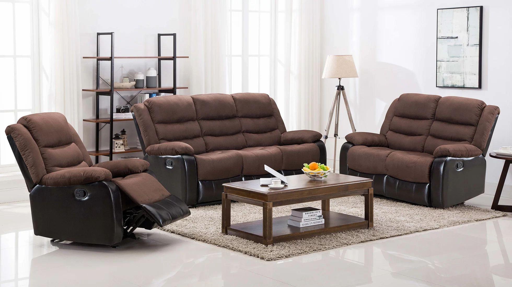 Miami Brown & Black Sofa Loveseat Set