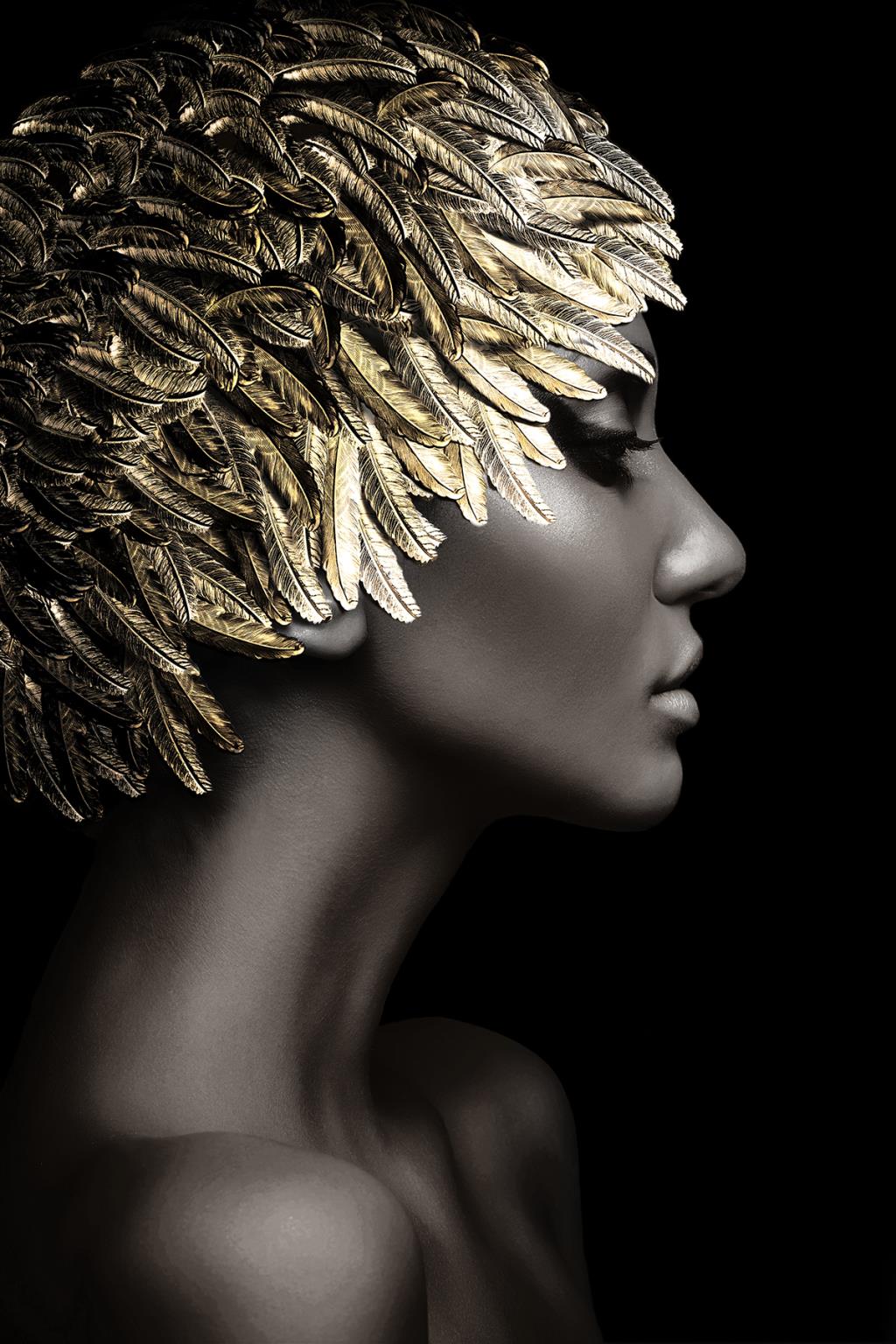 Temp Glass w/Foil – Woman Gold Leaves
