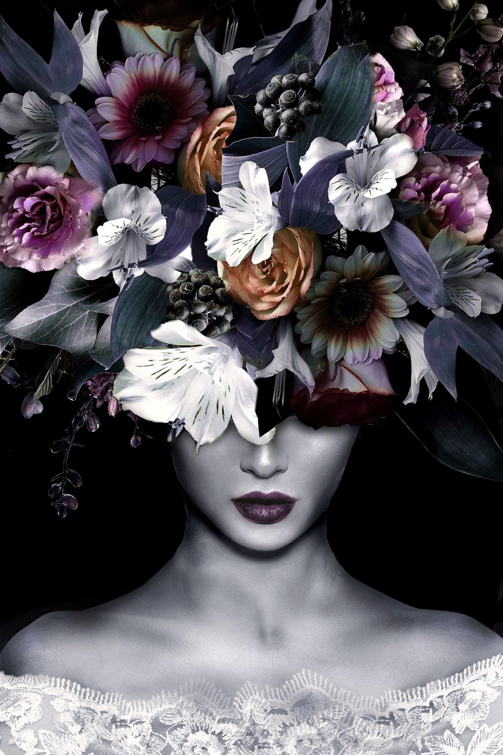 Temp Glass w/Foil – Floral Lady Front