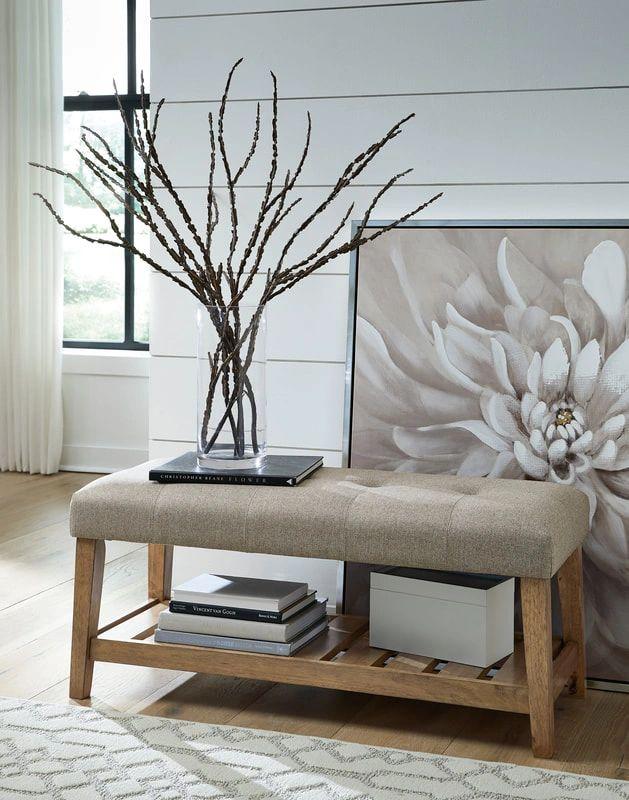 Light Beige-Brown Accent Bench