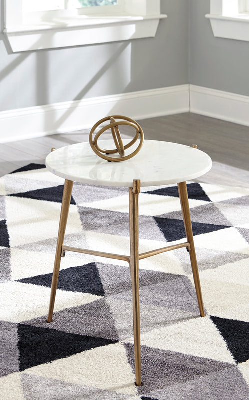 White/Gold Finish Accent Table