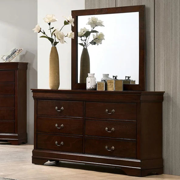 Louis Philip Dark Cherry Dresser & Mirror