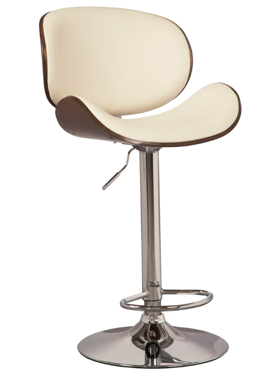 Bone White Vegan Leather & Faux Wood Barstool