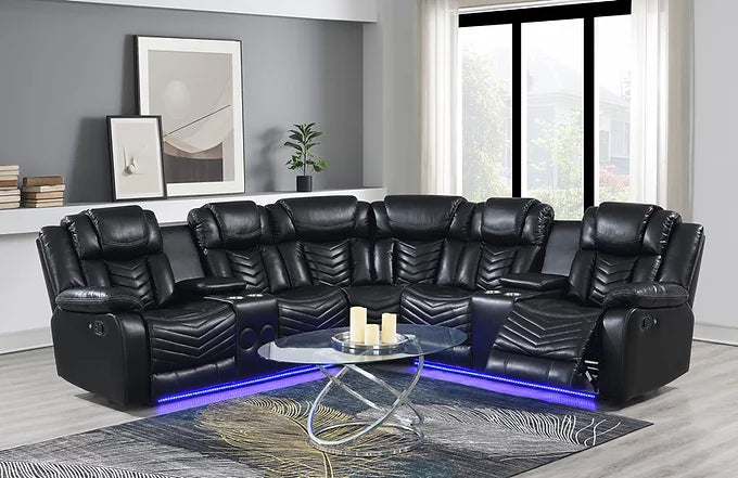 Lucky Charm Black Reclining Sectional