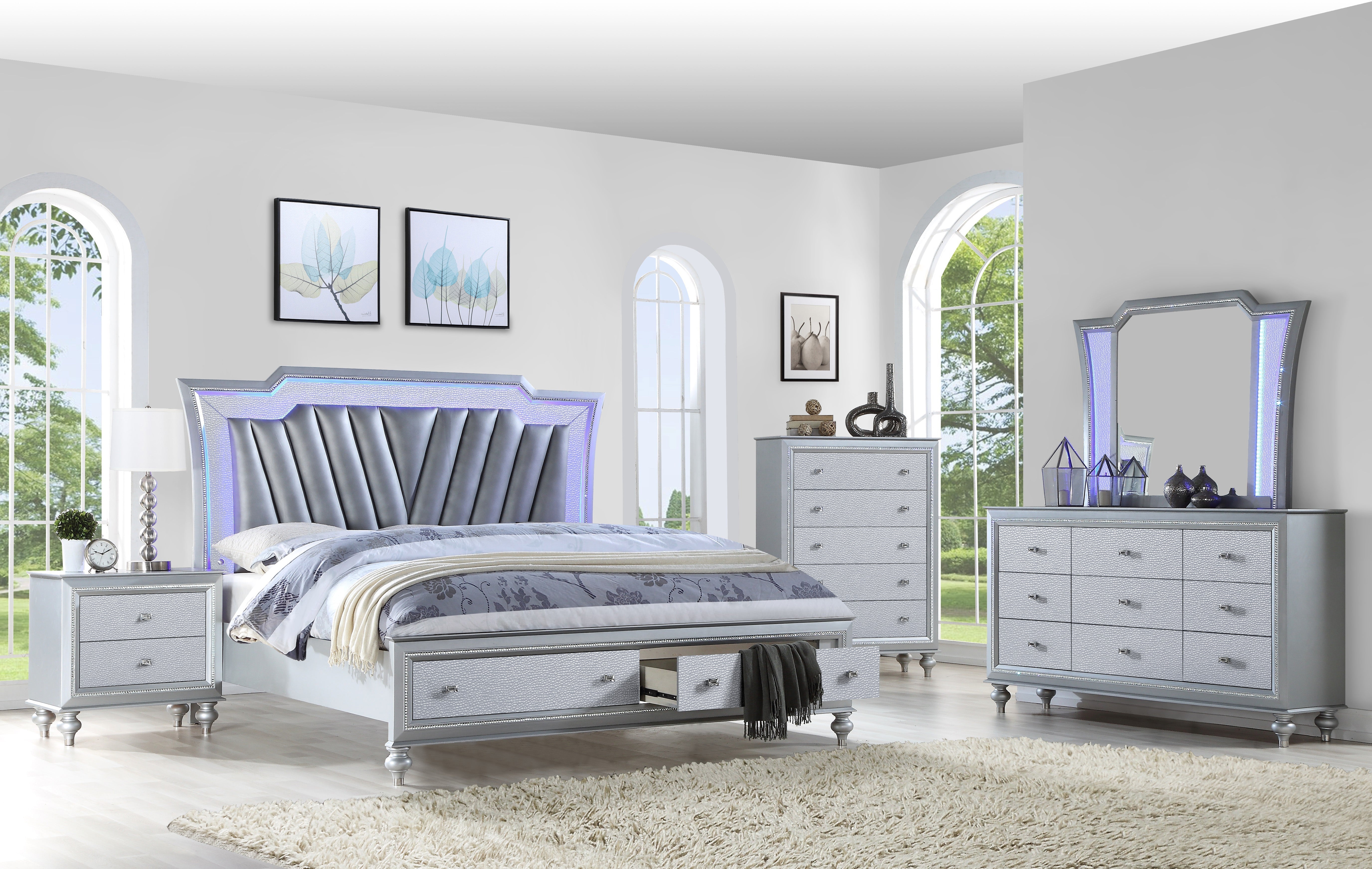Star Silver LED Dresser & Mirror
