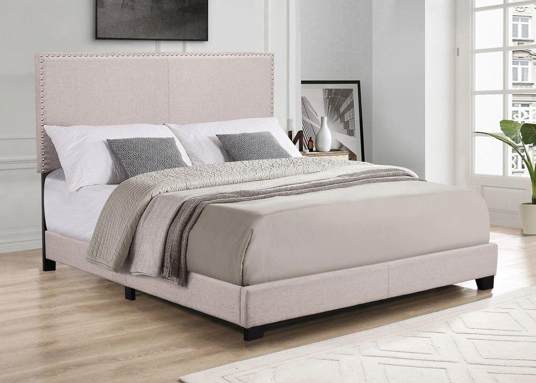 Beige Linen Bed Frame
