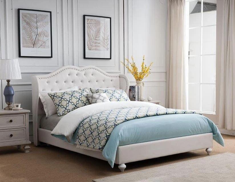 Paradise2 White Leather Platform Bed