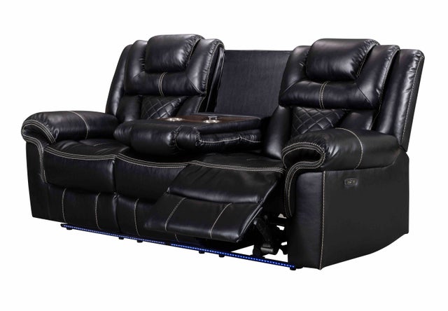 Alexa Black Leather 3-Piece Reclining Sofa, Loveseat, & Chair