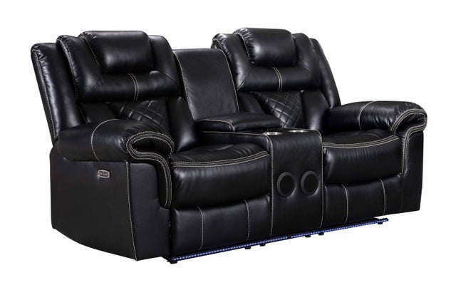 Alexa Black Leather 3-Piece Reclining Sofa, Loveseat, & Chair