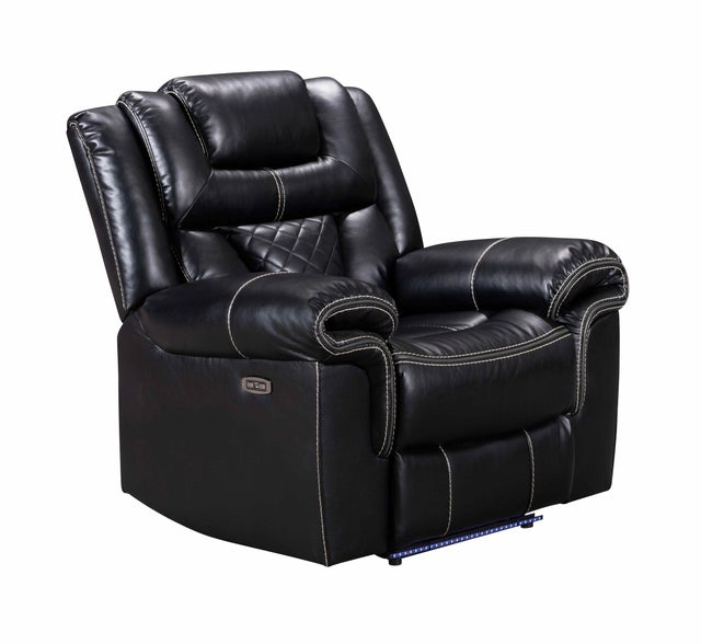 Alexa Black Leather 3-Piece Reclining Sofa, Loveseat, & Chair
